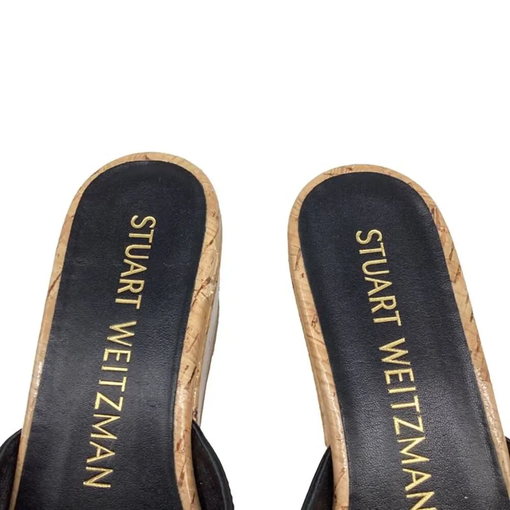 Stuart Weitzman Carmen Wedge Sandals in Black Patent Leather